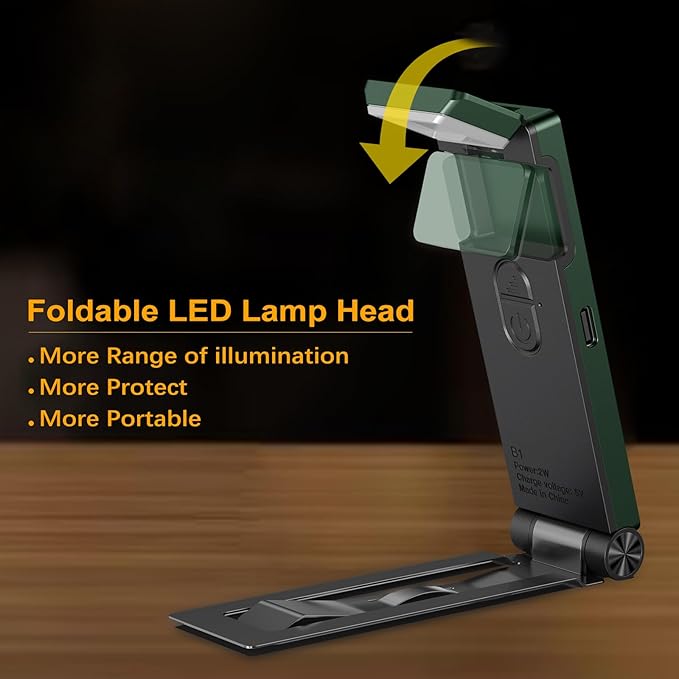 VTIGER Reading Light, USB Rechargeable Book Light for Reading in Bed,Foldable Clip-on LED Booklight, 3 Amber Colors & 4 Brightness Dimmable,Long Lasting Portable Bookmark Lamp for Book Lovers, Kids