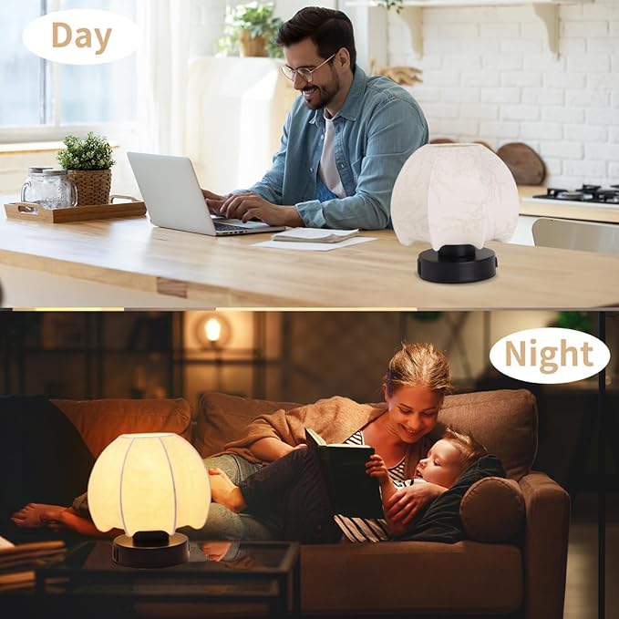 Mushroom Table Lamp 3 Way Touch Dimmable with USB Charging Ports A/C and Outlet Mushroom Night Light, Vintage Nightstand Lamp, Farmhouse Bedside Lamps for Living Room