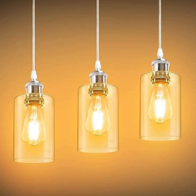 3 Pack Clear Glass Shade, Cylinder Light Fixture Replacement Globe or Cover with 1-5/8-Inch Fitter,5.5Inch Height 3.5Inch Width Wall Sconce Pendant Light Glass Replacement Fixture