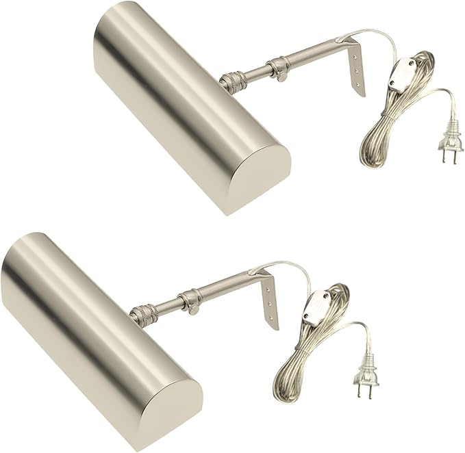 Royal Designs, Inc. Plug-in Picture Light, Gallery Lighting, 12 ft Cord with in-Line Hi/Low/Off Switch, PLP-2006-6-BN-2, Brushed Nickel, 6.75 Inches, Pack of 2
