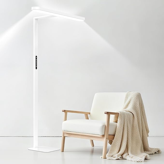 73" LED Floor Lamp, Full Spectrum Eye-Care Reading Floor Lamps, 60W Dimmable Standing Light,4300LM Natural Bright Floor lamp for Living Room, Bedroom, Office, Study Room, Ra97, 4000K