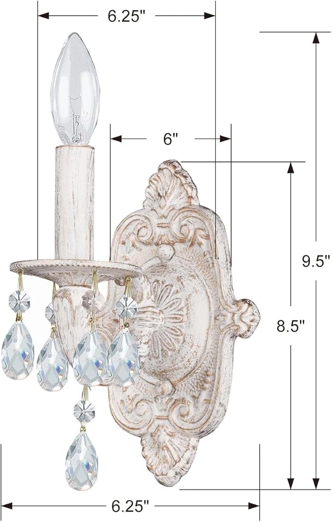 Paris Market 1 Crystal Antique White Sconce