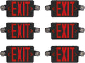 CM MZY Exit Sign with Emergency Lights, Exit Signs Light with Battery Backup,Red Emergency Lights with Black Housing, Two Adjustable Heads, Combo for Business,AC 120V/277V, UL Certified,6 Pack