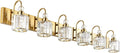 Ralbay Gold Crystal Vanity Lights for Bathroom 6-Lights Brass Gold Crystal Bathroom Vanity Lights Over Long Mirror Modern Crystal Bathroom Wall Lighting Fixtures
