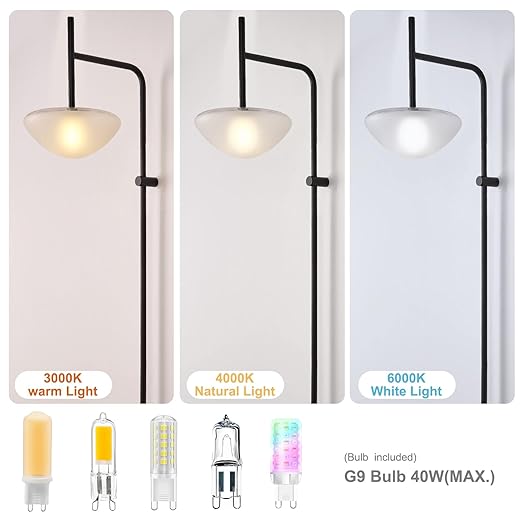 Modern Plug in Wall Sconce, LED Wall Light with Plug in Switch G9 Base, Conic Frosted Glass Cover Wall Sconce for Living Room Wall Decro, Bedroom, Hallway, 1PCS