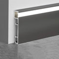 6 Pack LED Aluminum Metal Baseboard Trim 80 x 2500mm 3.15” x 8.2’ Total 49.2 ft 15 Meters, Starry Sky Grey LED Light Wall Base Board Cover Molding Skirting Trim, Surface Base Mounted Side Light