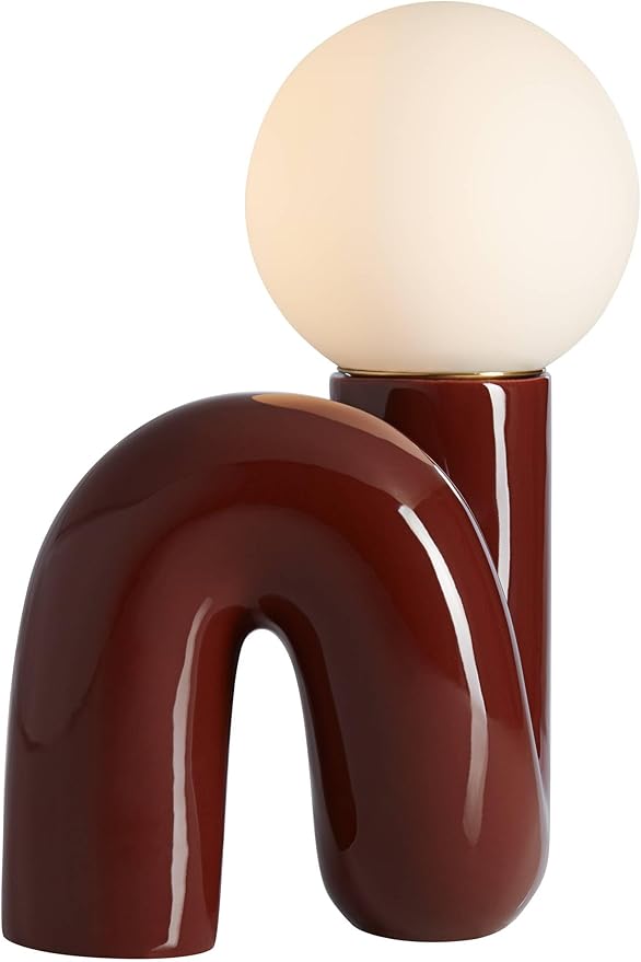 360 Lighting Fondant 11 1/2" Small Mid Century Modern Accent Table Lamps Set of 2 Chocolate Brown Ceramic Glass White Shade Living Room Bedroom Bedside Nightstand House Office Home Reading