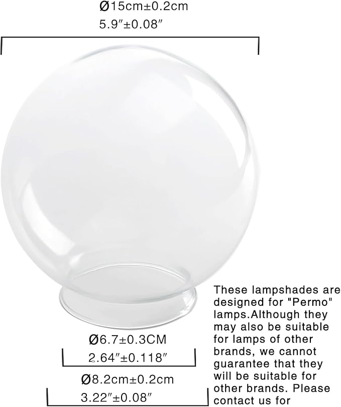 Permo Lighting Fixture Replacement 5.9" Round Globe Clear Glass Shade