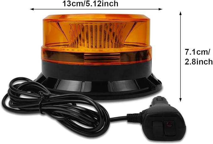 Round Roof Top Strobe Light - High Visibility 36 LED Strobe Light, Beacon Light with Magnetic & Rubber Base for Trucks, Construction Vehicles, Snow Plow & Emergency Vehicles (Amber)