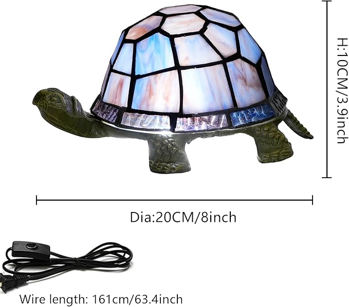 Small Turtle Night Light Tiffany Style Stained Glass Accent Table Lamp Bedroom Living Room Bedside Lamp Mini Light Kids Gifts Cute Light