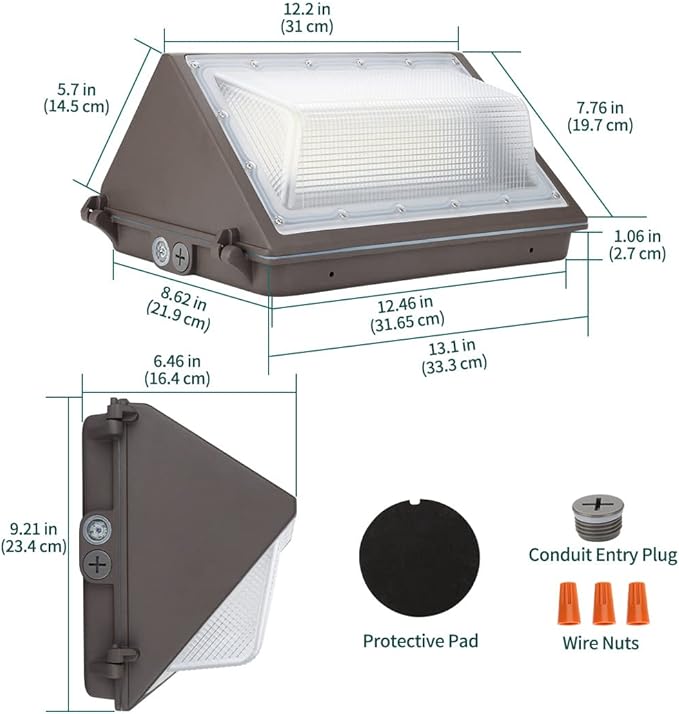 kadision LED Wall Pack 100W 13000lm 5000K Daylight 100-277V, IP65 Waterproof Dusk-to-Dawn Outdoor Lighting for Security, ETL Listed (4 Pack)