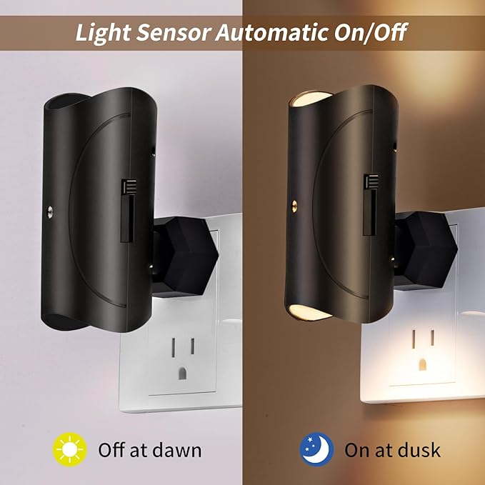 Night Light, 2 Pack LED Night Lights Plug into Wall, Soft White 3000K, 0-100LM Adjustable Brightness Nightlight for Hallway Bedroom