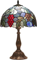 Stained Glass Table Lamp,12x12x19 Inch Antique Table Lamp for Tiffany Style Bedroom、Living Room、Home、Office Decor Lamp (Grape)