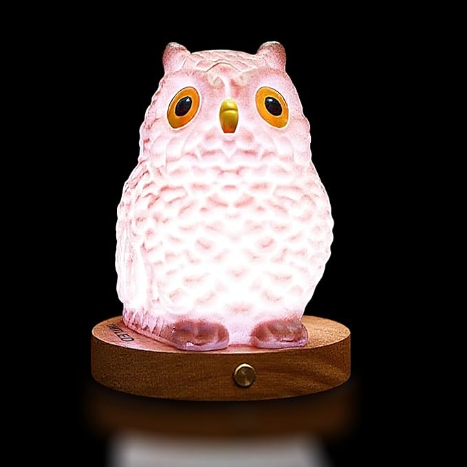 Owl Table Lamp, Dimmable Owl LED Night Light Rechargeable Outdoor Cordless Night Light with Remote Control Portable Touch Control Desk Bedside Lamp for Bedroom Dining Room Office Dorm Garden (L)