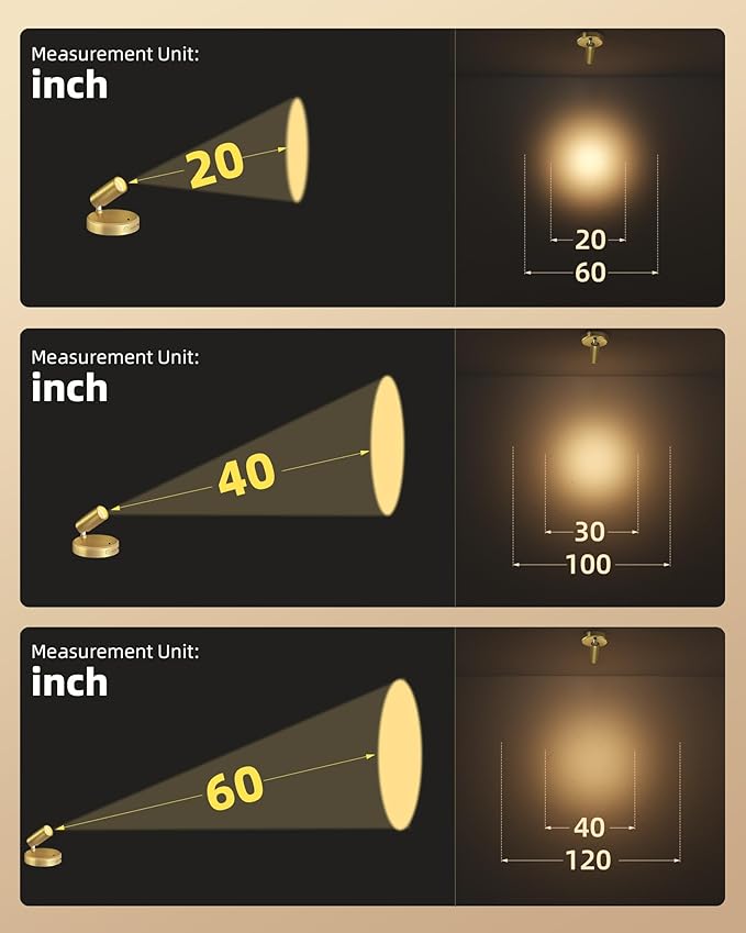 EZVALO LED Spotlight Indoor, 5500mAh Rechargeable Battery Picture Lights, Wireless Mini Art Accent Spot Lights with Remote, Uplighting Indoor for Plants Display Painting Artwork Portrait (1Pack-Gold)