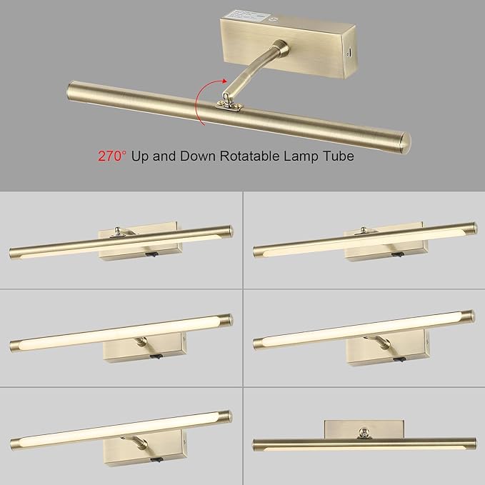 Picture Light for Wall Battery Operated, 12" Rechargeable Art Light with Remote and Timer for Painting, 3 Color Temps, Wireless Wall Light for Display, Artwork, Portrait, Gallery, Bronze