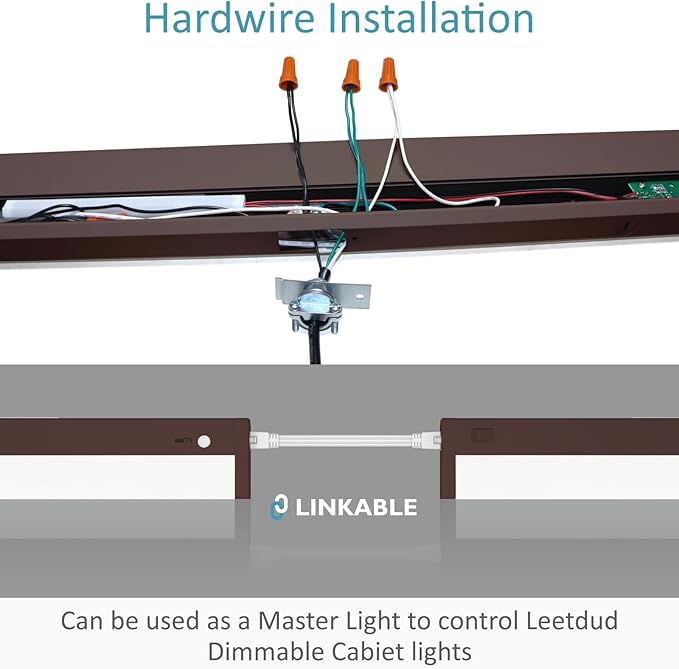 LED Under Cabinet Lighting Motion Sensored Hardwired with Built-in Dimmer, 24 Inch 12W Dimmable 5 Color 2700/3000/3500/4000/5000K, Linkable Eyes Care for Kitchen, Counter, ETL Listed, Bronze