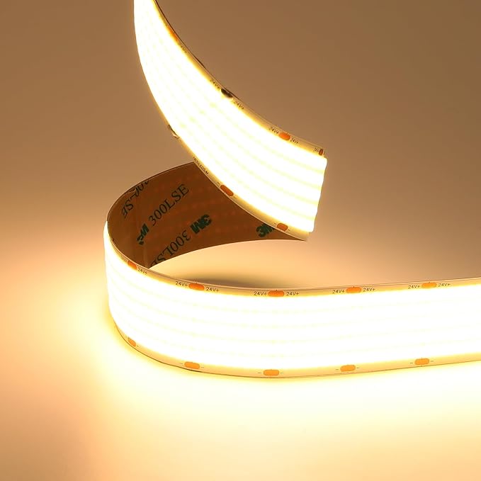 JOYLIT 30MM Wide COB LED Strip Lights 24V Warm White 3000K 16.4FT/5M 8000LEDs 22000LM Ultra Bright, 5 Rows LED Tape Light CRI 90+ 160W Dimmable Indoor Light Strip for Commercial, Home, Industrial