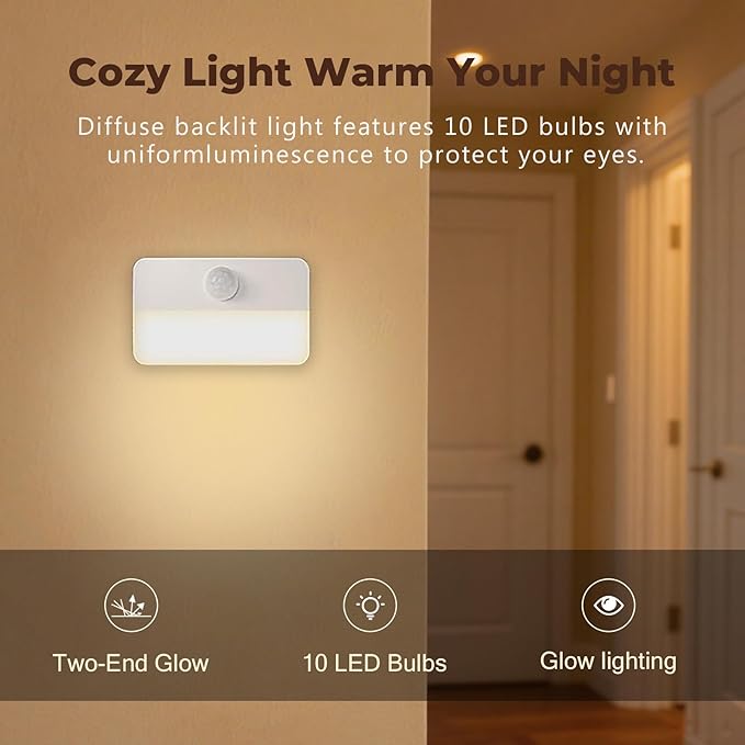 Motion Sensor Light Indoor with Magnetic Mount, Rechargeable Operated Closet Lights, Wireless Stick on Anywhere Hallway Lamp,Portable Night Lamps for Hallway/Stair/Toilet/Under Cabinet