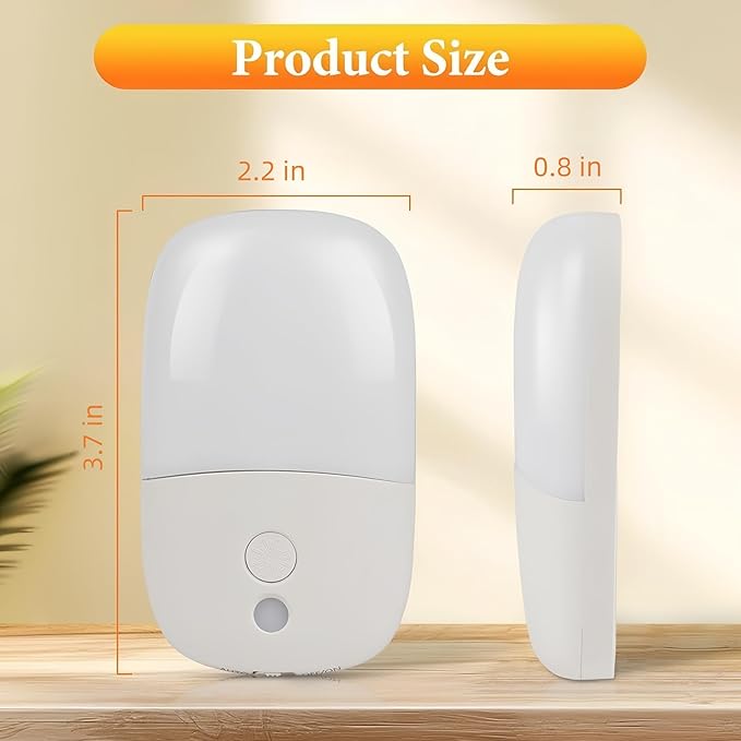 Night Lights Plug into Wall, Dimmable, with On Off Switch Led Night Light Plug in, Automatic Dusk to Dawn, 0.5W, 3000K Soft Warm, for Adults Kids Room Bedroom Bathroom Hallway Kitchen