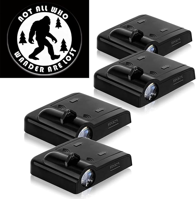 4PCS Car Door Lights,Bigfoot Door Lights Logo Projector LED Shadow Welcome Lamp,Big Foot Sasquatch Car Accessories Bigfoot Gifts for Men Women,Suitable for All Vehicles Motorcycle Bike