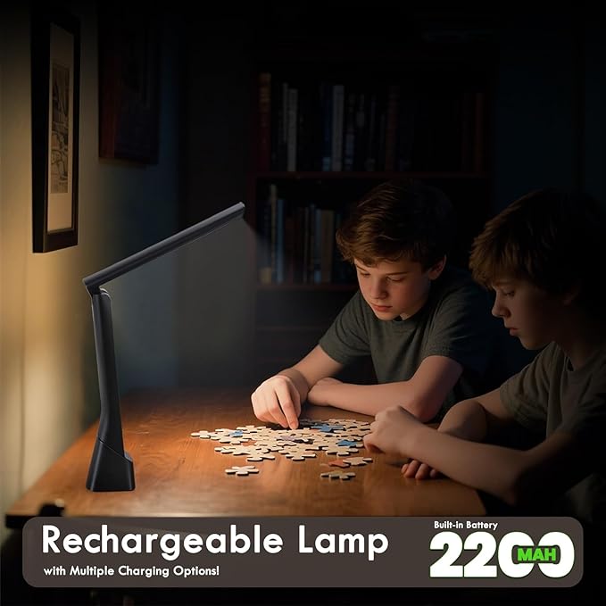 WILIT Rechargeable LED Desk Lamp for Office Home, Cordless Reading Lamp Table Lamp with 3 Colors Dimmble Stepless, Eye-Caring Desk Light Touch Control for Bedroom Bedside Study, with Adapter