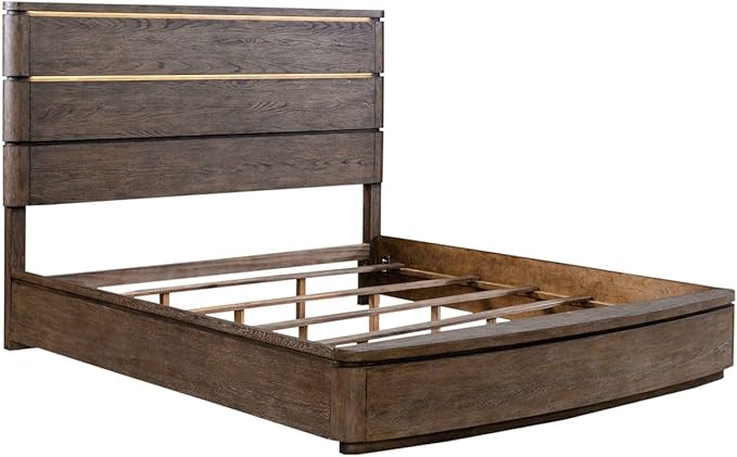 Liberty Furniture Cascade Falls California King Panel Bed with LED Touch Light - Satin Espresso Oak