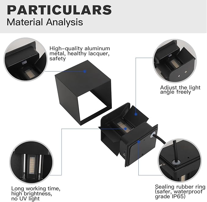 Outdoor Wall Sconce Lighting and Indoor Wall Lights,15W Black Square Outdoor Sconce,3 Color Temperature Up Down Wall Sconce Lights,ETL Listed Wall Lights & Indoor Wall Sconces(4.33-Inch 4 Pack)