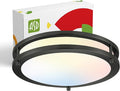 ASD LED 12" Round Flush Mount Lighting, Close to Ceiling Light Fixture | 3CCT, Dimmable, Energy Star, ETL Listed | 20W 1550LM 3000-5000K 120V | Low Profile Double Ring Lamp | Black