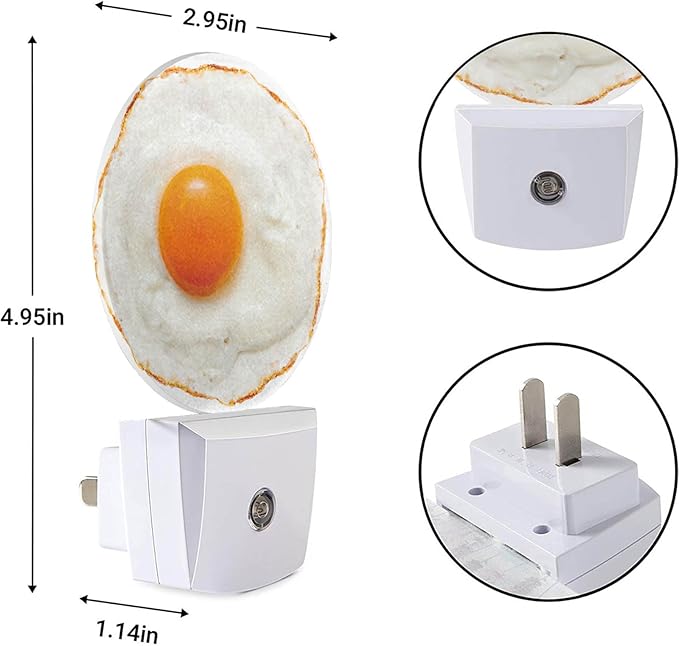 EKOBLA Fired Egg Funny Plug-in Nightlights Food Pattern Night Lights Plug into Wall Home Auto Sensor LED Dusk to Dawn Light for Bedroom Bathroom Kitchen Corridor