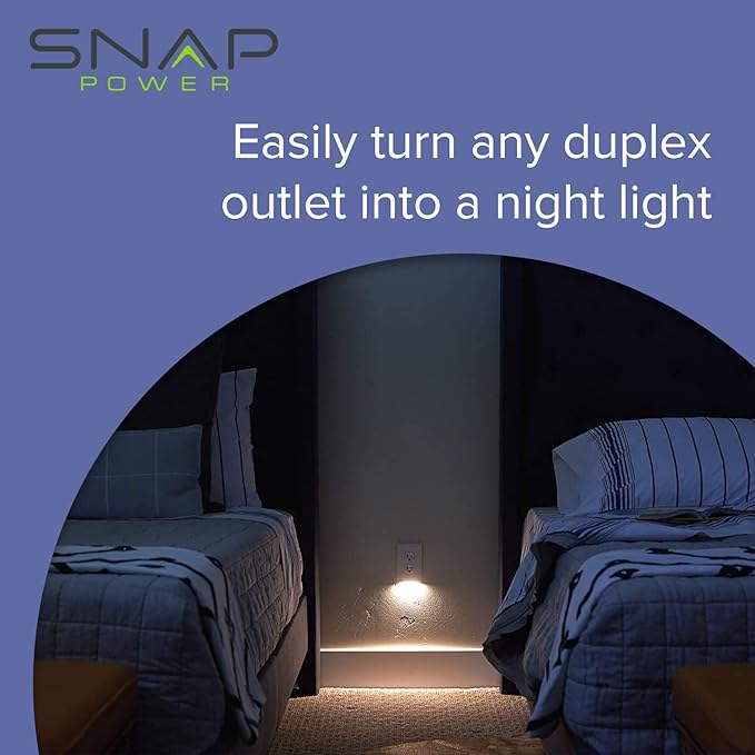 3 Pack - SnapPower GuideLight [for Duplex Outlets] - Replaces Plug-In Night Light - Electrical Receptacle Wall Plate With LED Night Lights - Auto On/Off Sensor - (Duplex, White)