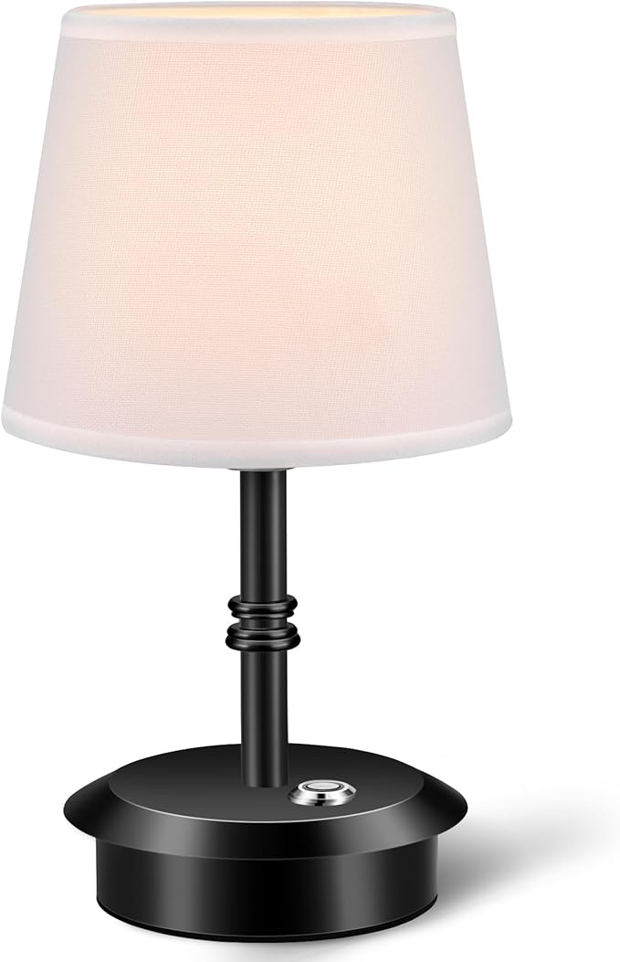 Mini – Cordless LED Table Lamp with Dimmer, Built-in Rechargeable Battery, 3-Level Brightness, Patio Table Lamp, Bedside Night Lamp, Ambient Light for Restaurant(Black)