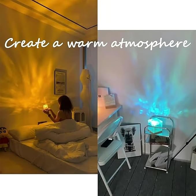 Magical Northern Lights Cube, Aurora Night Light Projector, Northern Lights Lamp with 16 Colors and Aurora Drift Effects for Your Room, Party Bed Room Decoration (Plastic Base, Plug-in)