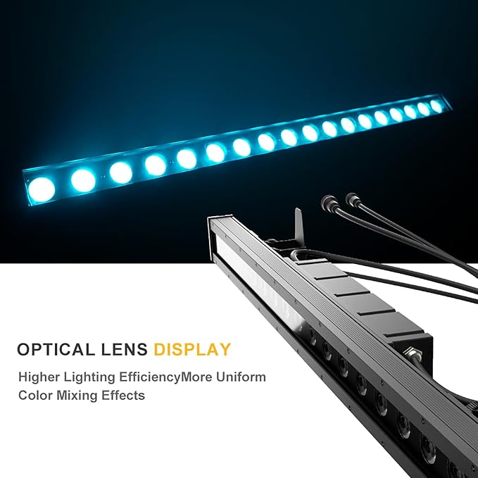 SHEHDS 18x10W Waterproof Wash Wall Light, RGBLAC 6-in-1, IP65 Waterproof, DMX512, Stage DJ Light, Strobe Effect, Aluminum Shell, for Outdoor Party, Disco, Live Show