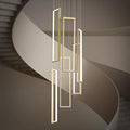 CHYING Gold Modern LED Staircase Chandelier, 6 Light 96W 6000K Cool White Long Chandelier for High Ceilings, Hanging Adjustable Pendant Light for Foyer Entryway Living Room