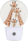 Plug-in Watercolor Giraffe Family Portrait Night Light Cute Animal Nightlight with Dusk to Dawn Sensor, Auto On/Off 0.5W Energy-Saving LED Lighting for Men Women Boys Girls Gift