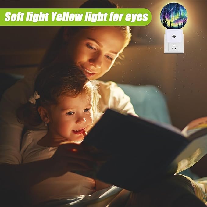 Aurora Forest Night Light,Plug-in Night Lights with Dusk-to-Dawn Sensor for Bedroom Bathroom and Living Room Sleep Friendly lamp
