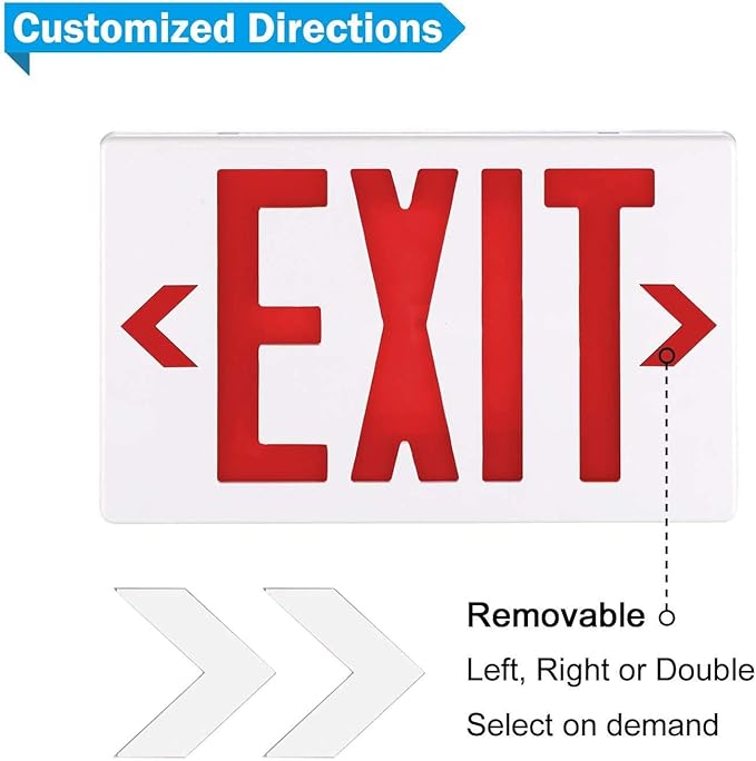 SPECTSUN 12 Packs LED Combo Emergency EXIT Sign Lighting - 120-277V 2 LED Red Adjustable Emergency Exit Lights, Double Face -Commercial Fire Safety Light for Outdoor Indoor