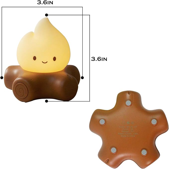 Cute Fake Campfire Lamp, Rechargeable Night Light with Flickering Candle Mode, Portable Mood Lighting for Bedroom Decor, Desk Accessories, Camping & Gifts (Basic Version)