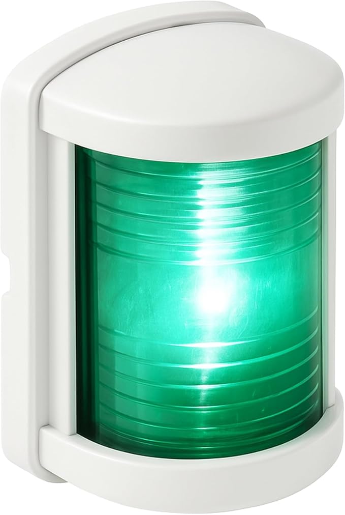 SEAFLO 11 Series Mini Sized LED Green Starboard Navigation Light – 12V, 1W, IP67 Waterproof, 2NM Visibility, High-Brightness, for Boats Under 65 ft (20m) – 4-Year Warranty (Starboard/White)