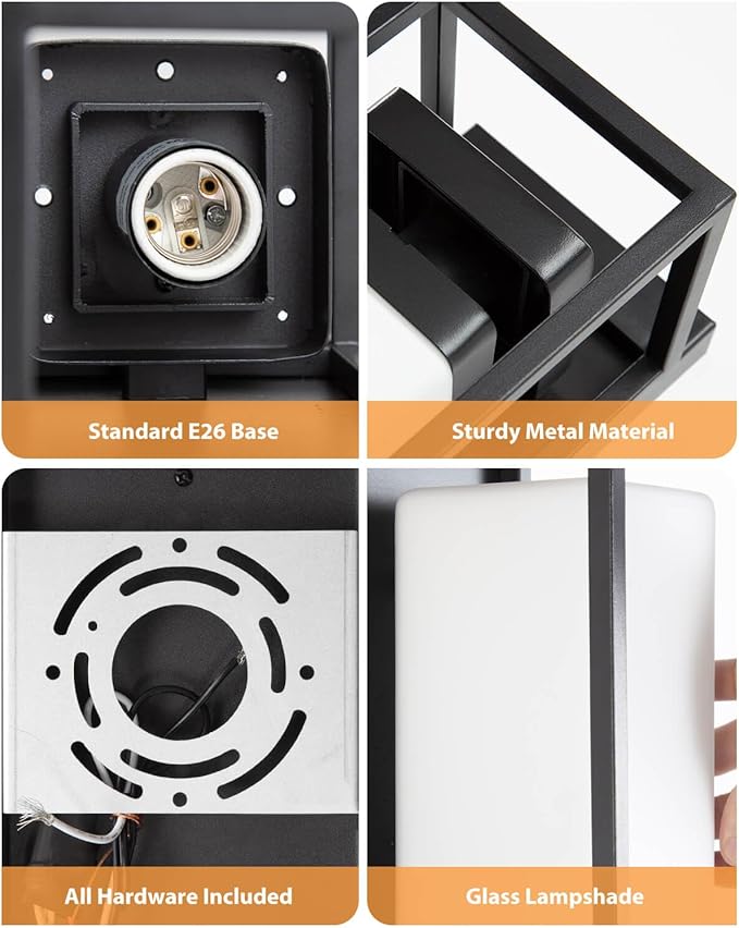 SHIMR Modern Outdoor Wall Light, Black Outdoor Light Fixture with LED Bulb Included, E26 Base, Waterproof Exterior Sconce for Porch Garage Front Door