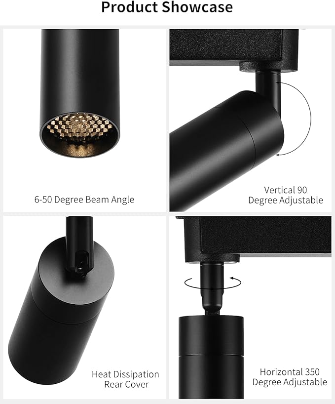 LED Track Lighting Heads Compatible with H Type 3-Wire Rail Ceiling Spotlight for Indoor Cafe Bar Dining Room Restaurant Lighting