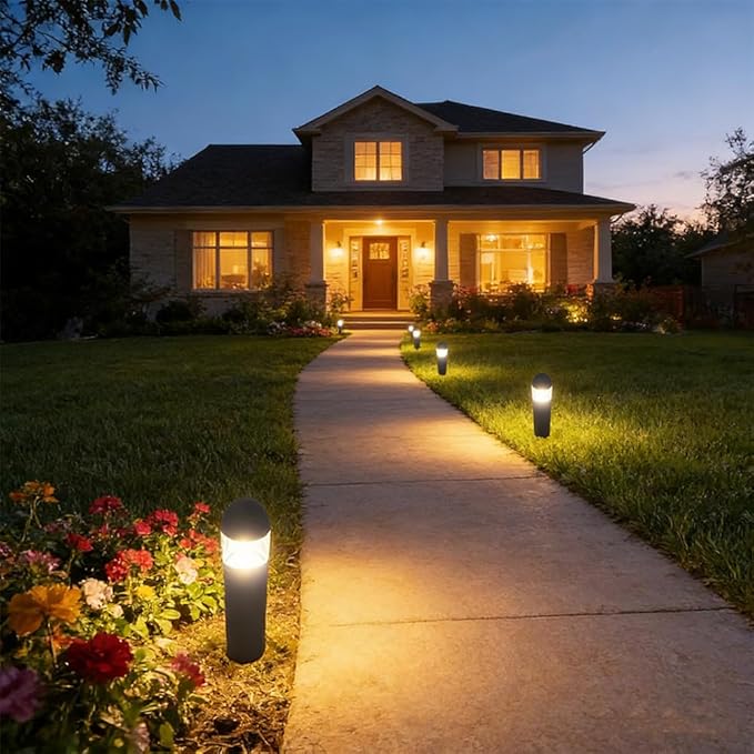 Arrownine Low Voltage Landscape Lighting Outdoor Bollard Pathway Lights,Replaceable MR16 LED 12-24V Pathway Lights Walkway Sidewalk Driveway,Poolside Garden Yard Light Warm White Black Color 2 Packs