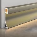 LED Aluminium Metal Baseboard Trim, Matte Champagne Finish 6 Pack 1.97 Inch x 8.2 Ft Total 49.2 Ft 50mm x 2500mm LED Channel Line Light Aluminum Wall Base Board Cover Cove Molding Skirting Trim