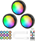 Under Cabinet Wireless LED Puck Lights: Changeable 16 Colors, USB Rechargeable, Timing & Dimmable
