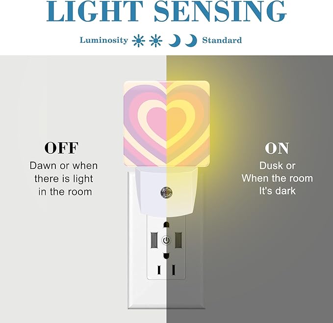 Pink Love Swirl Night Light for Kids, LED Night Light Plug into Wall with Dusk to Dawn Sensor for Girls Boys Women Men Room Decor, Hallway, Kitchen, Bathroom, Nursery, Stairs