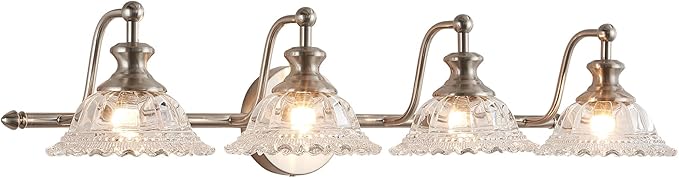 29.7" Bathroom Light Fixtures Brushed Nickel 4 Light Vanity Light