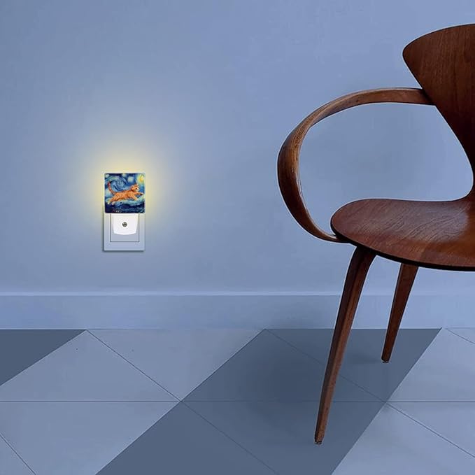 LED Night Lights Plug into Wall,Starry Night Pouncing Bengal Cat Decorative Night Lights Plug into Wall with Auto Light Sensor for Boys Girls Bedroom Decorative Nightlight Led Lamp