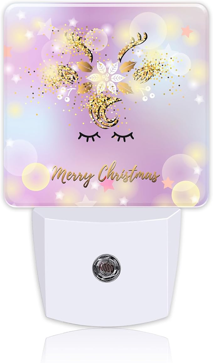 Cute Merry Christmas Deer Night Light for Kids, LED Night Light Plug into Wall with Dusk to Dawn Sensor for Girls Boys Women Men Room Decor, Hallway, Kitchen, Bathroom, Nursery, Stairs