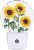 Plug-in Watercolor Sunflower Bouquet Night Light Yellow Blooms Floral Night Lights Plug into Wall with Auto on/Off Sensor, 0.5W LED Nightlight for Bedroom Bathroom Kitchen Hallway